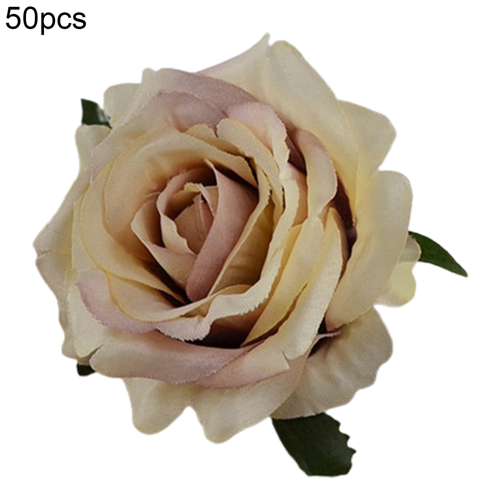 Yesbay 50Pcs/Set Artificial Flower Head Vibrant No Water Need Elegant Simulated Rose Flower Head for Gift,Light Coffee, Brown