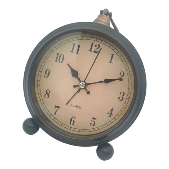 Gieenan Retro Metal Table Clock with Noiseless Movements Battery Operated Night Light For Home Office Bedroom Bedsides Decors
