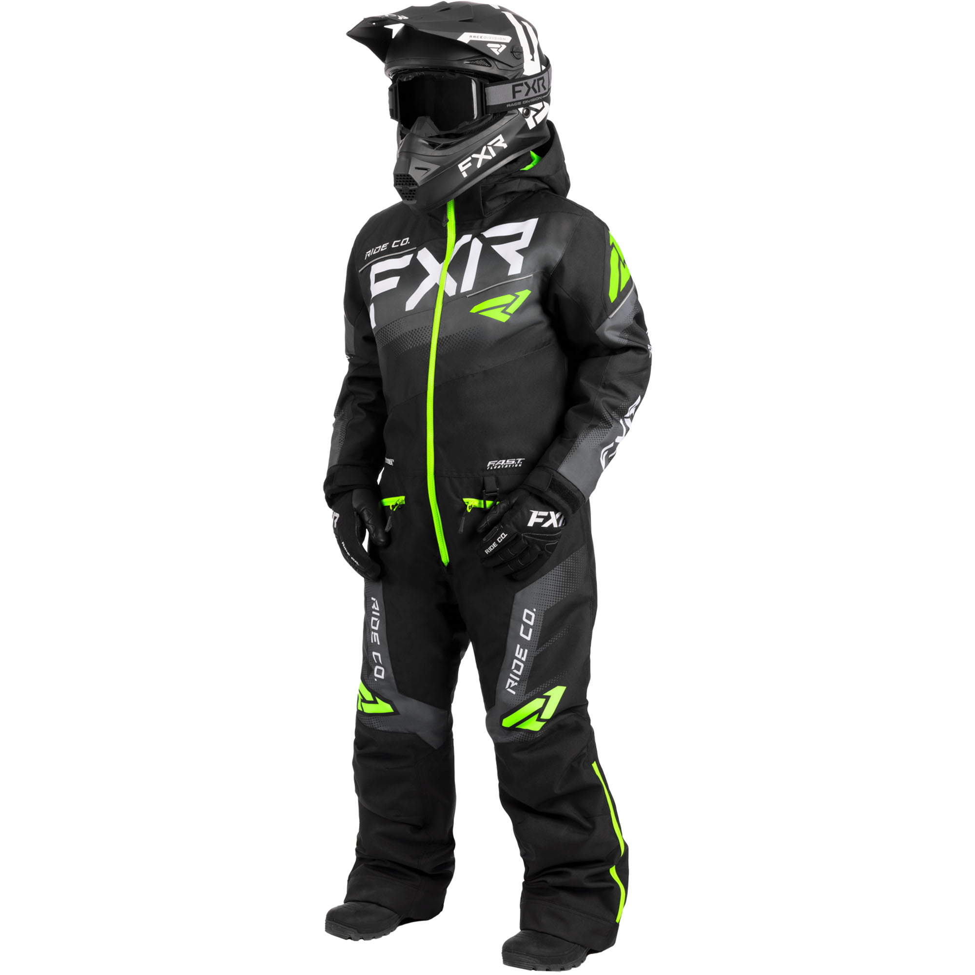 FXR Black Charcoal Lime Youth Boost Monosuit FAST Thermal Insulation ...