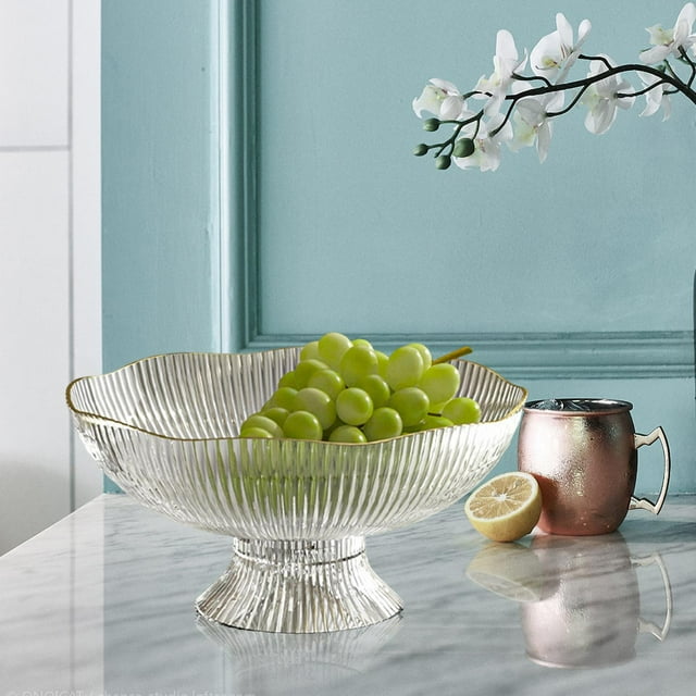 Cuenco de Pedestal decorativo, organización de soporte de cestas de almacenamiento, cuenco de para aperitivos para centro de mesa de Blanco BLESIY Frutero de pedestal