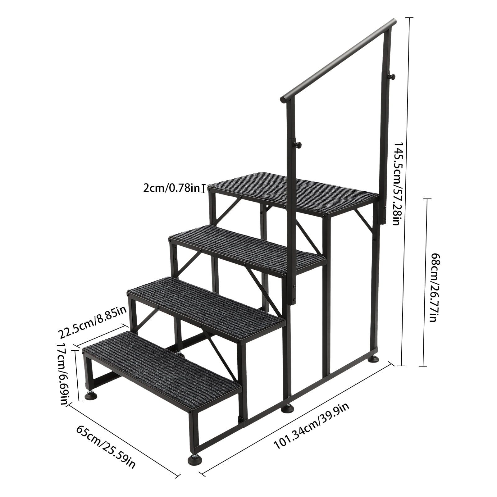 Modern Porch Steps with Handrails Swimming Pool Ladder Above Ground 4 Steps