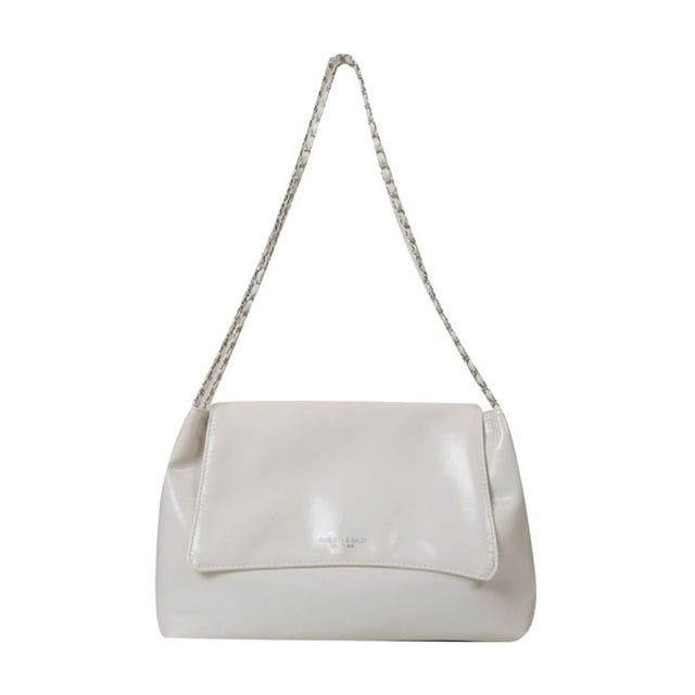 Bolso de hombro para mujer, bolso cruzado informal de piel sintética para compras al aire libre. Blanco