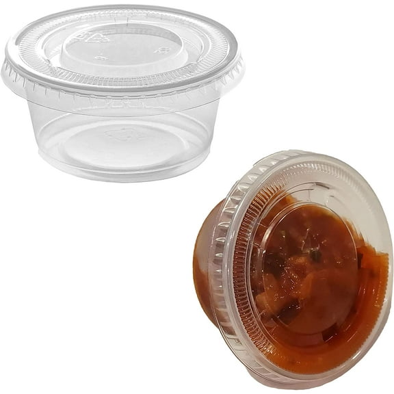3.25 oz Plastic Clear Portion Cups With Lids, Souffle Cups (2500 Sets)