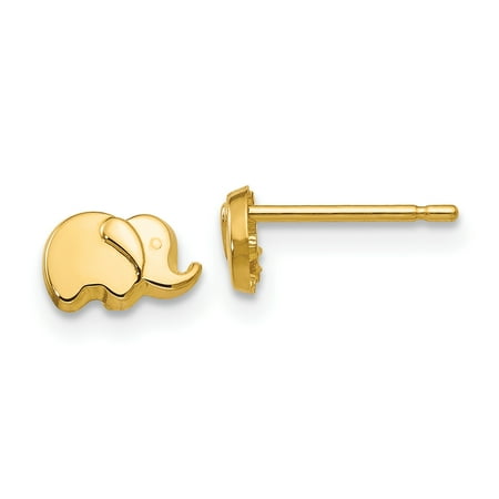 14k Yellow Gold Elephant Post Stud Earrings Ball Button Animal Wild