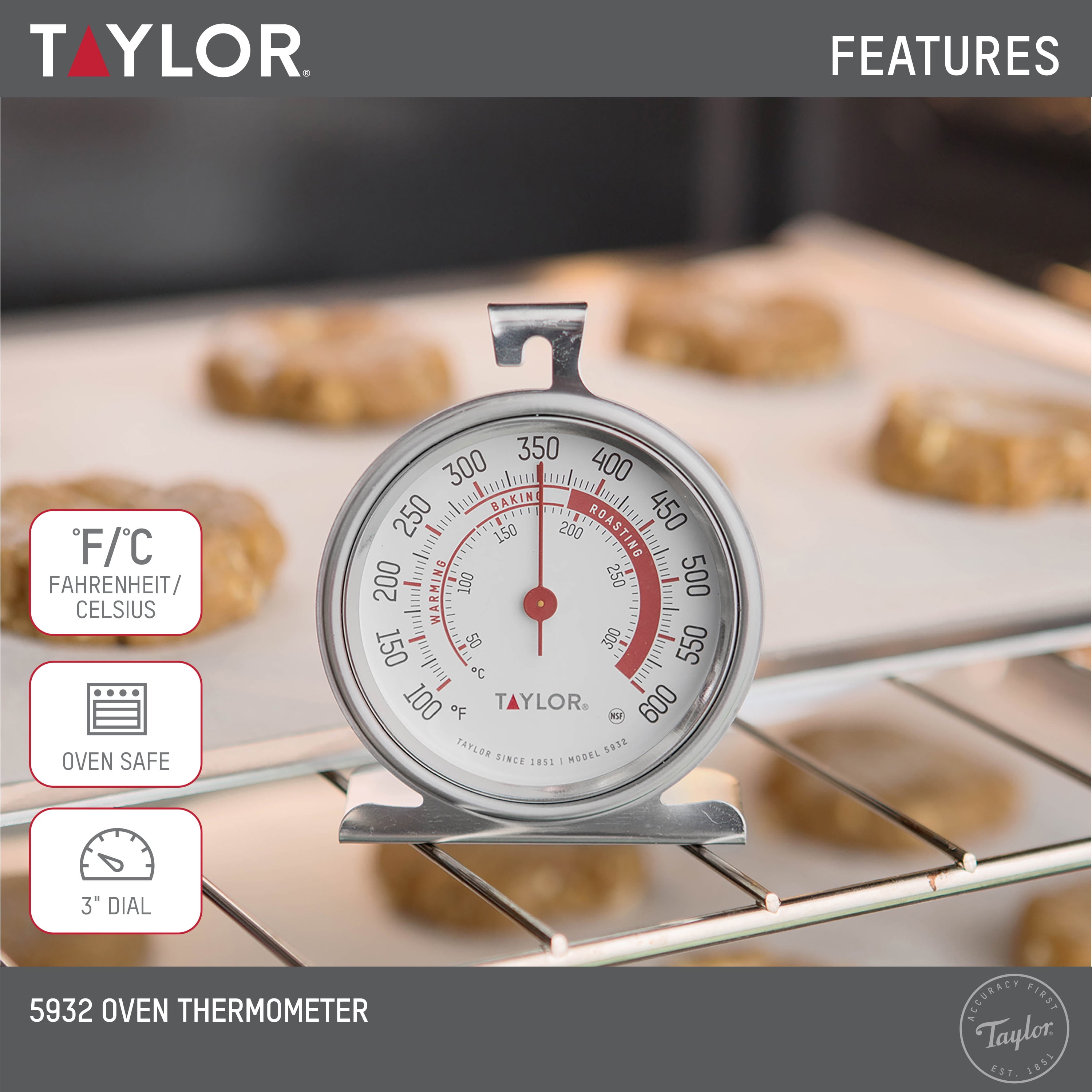 Taylor Oven Thermometer, Stainless Steel, 1 ct