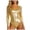 Gold, variant on Women's Shiny Metallic U Neck Long Sleeves Gymnastics Ballet Dance Leotard Bodysuit(Gold, L)