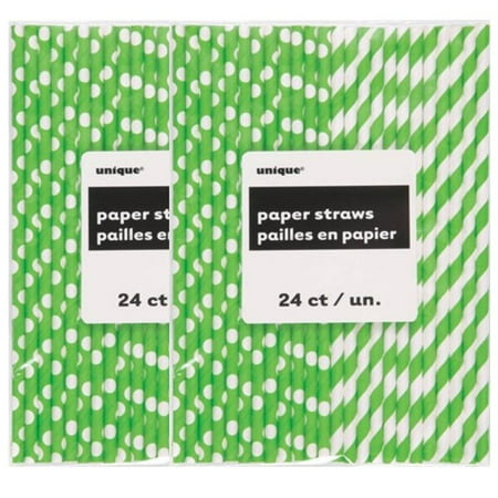 Unique Polka Dot Amp Striped Paper Straws 8 25 In Lime Green