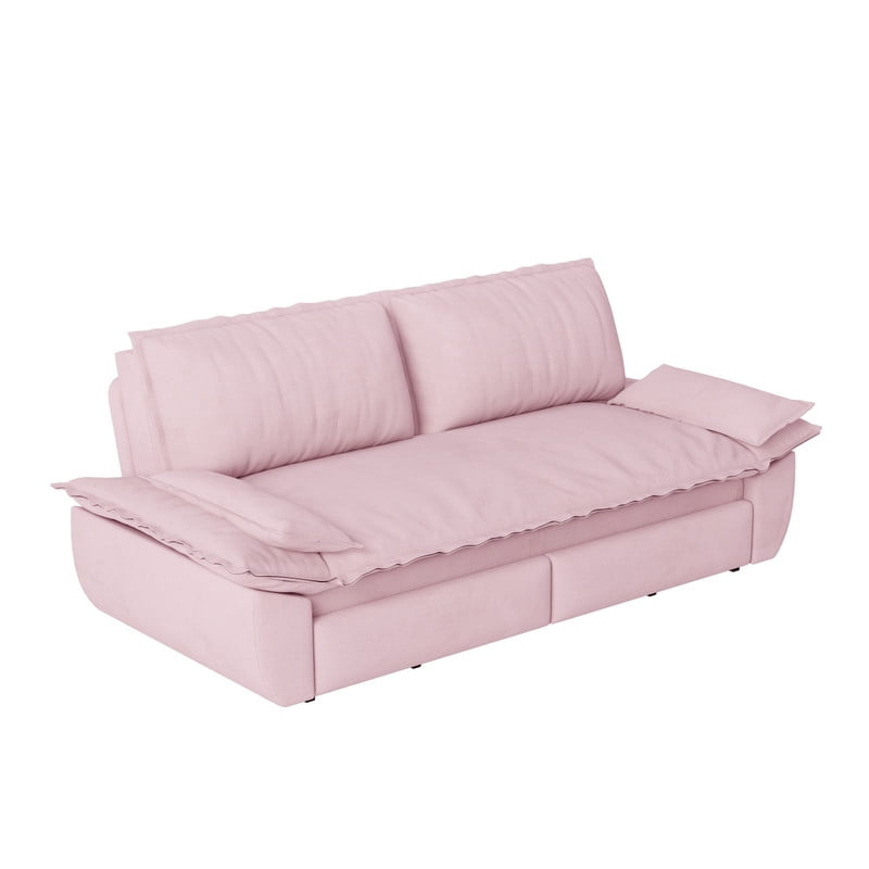 3-in-1 Velvet Convertible Sleeper Sofa, Queen Size Pull Out Chaise Sofa Bed, 73.2''W Deep Seat Loveseat Couch