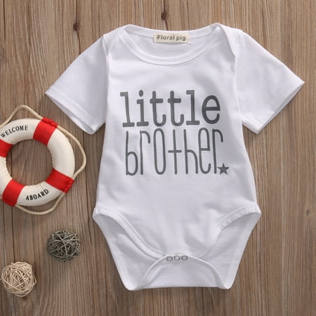

Big Little Brother Baby Boys Romper Bodysuit Kids T-shirt Tee Matching Set White 3-6 Months
