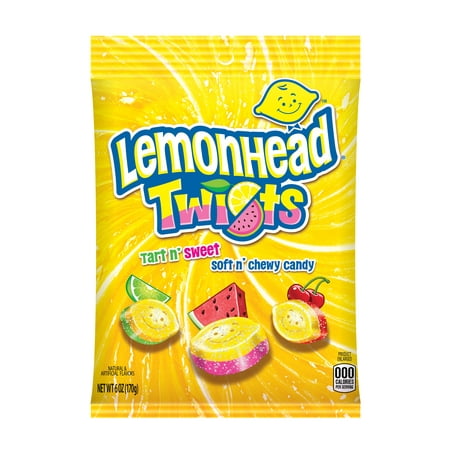 Cherry Bubble Gum Jelly Lemonhead, Lemonhead Twists Lemon/Cherry, Lemon/Watermelon, and Lemon/Lime, Tart N Sweet Twists of Soft Chewy, Jelly Candy, 6 oz ()