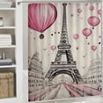 thumbnail image 5 of ONETECH Bathroom Pink Eiffel Pink Paris Lovers Shower Curtain Multiple Sizes White, 5 of 6