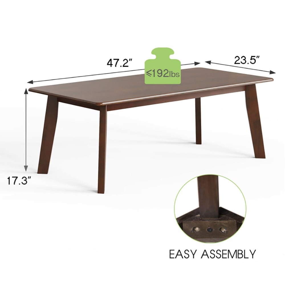 Finihen Wooden Coffee Table, Rectangular Coffee Table, Rectangular Modern Wooden Coffee Table with Rubber Leg, for Living Room, Reception Room, Brown