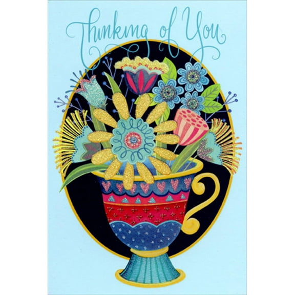 Pictura Thinking of You Teacup Bouquet Nicole Tamarin Patchwork Thinking of You Card