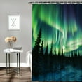 thumbnail image 2 of Shiartex Aurora Borealis Forest Full Moon Printed Shower Curtain with Hooks, 100% Polyester Washable Bathroom Decoration, Various Sizes 36x72, 2 of 7