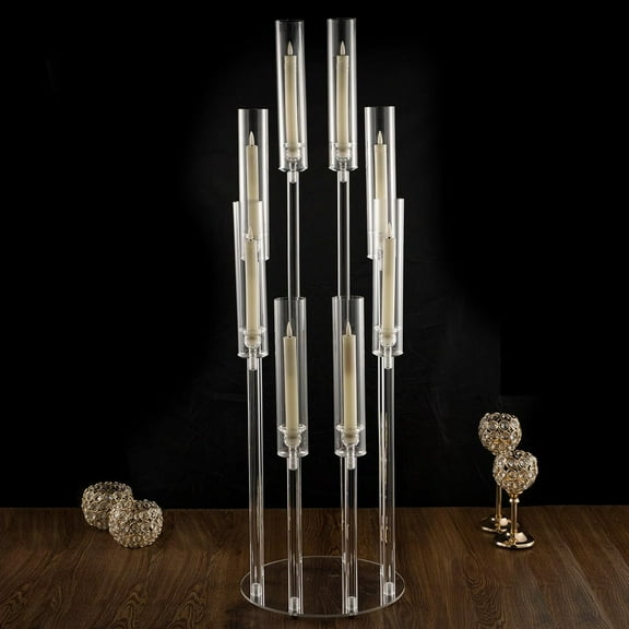 8 Arm Acrylic Candelabra LED Candle Holder Wedding Christmas Decor