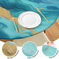 thumbnail image 4 of Teal Marble Gold Wave Pattern Round Fitted Tablecloth with Elastic Edge,Dining Table Cover Waterproof,Outdoor Round Tablecloth for Camping,Dining,Indoor and Outdoor, 4 of 7