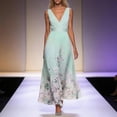 thumbnail image 2 of SONXAHE Women's Floral Print Maxi Dress Sleeveless Deep V-Neck Waisted Flowy Formal Evening Party Gown, 2 of 4