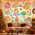 thumbnail image 3 of Cartoon Capybaras Among Tropical Summer Activities, Playful Illustration for Animal Lovers, Tropical Poolside Art, Birthday Gift, Tapestry Wall Hanging for Bedroom and Dorm, 3 of 7