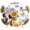 Yellow, variant on Elastic Fitted Round Tablecloth, Spring Dog Waterproof Stretch Table Cover for 45"-54" Tables, Retro Watercolor Botanical Floral Sunflower Washable Outdoor Tablecloths for Patio, Picnic, Camping