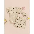 thumbnail image 4 of Cenuakty Baby Girl Summer Outfit Heart Print Rib Knit Short Fly Sleeve Romper Elastic Waist Shorts Headband 3Pcs Clothes Set, 4 of 9