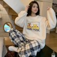 thumbnail image 3 of Pijamas de pareja de Winnie the Pooh de Disney, pijamas de invierno con cuello redondo de franela gruesa y cálida para mujer, ropa de descanso para hombre y mujer, 3 of 5