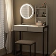 thumbnail image 4 of S-HOME Small Vanity Desk With Mirror And Lights, Makeup Vanity Table With LED Mirror, 3 Lighting Modes, Drawer Included，White+Black, 4 of 6
