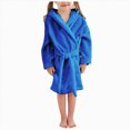 thumbnail image 4 of HFHAPW Boys Girls Robe Kids Flannel Hooded Bathrobe Sleepwear Pajamas Toddler Soft Plush Robes Baby Gifts 2T 3T 4T 5T 6T 7T 8T 9T 10T 11T 12T(Blue,11-12 Y), 4 of 9