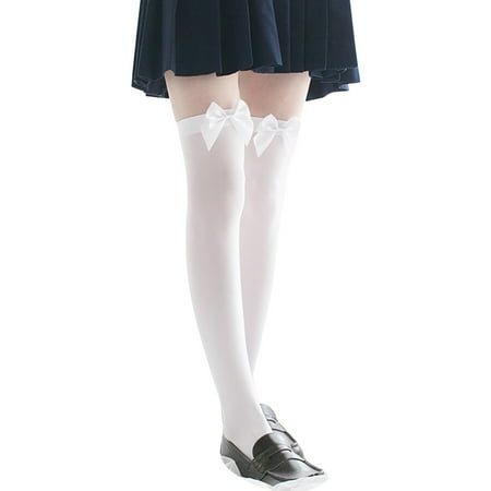 KDSJSXW Black Knee High Stockings Velvet Lady Spring And Autumn White Stockings Bow Sexy Knee Socks Sexy Stocking Fishnet Lingerie (C One Size)