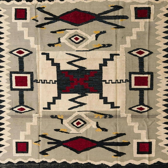 Ahgly Company Indoor Square Abstract Coffee Brown Southwestern Area Rugs, 8' Square