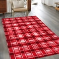 thumbnail image 3 of Vintage Red Plaid Washable Area Rugs 3'x5', Watercolors Gradient Abstract Low Pile Throw Living Room Rug Non-Slip Sturdy Edge Binding Carpet for Indoor Entryway Bedside Kitchen, 3 of 9