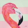 thumbnail image 3 of DeRice, Julie 12x12 Black Modern Framed Museum Art Print Titled - Flamingo on Stripes I, 3 of 5
