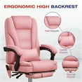 thumbnail image 5 of JONPONY Big and Tall Office Chair 500LBS Executive Office Chair Massage and Footrest Ergonomic Computer Desk Chair Reclining High Back Leather Office Chair Lumbar Back Support Swivel Rolling,Pink, 5 of 12