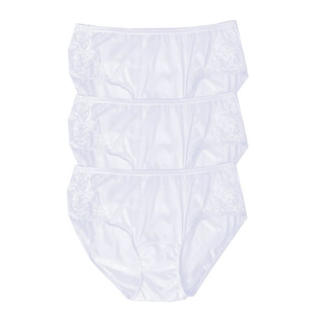 Velrose Lingerie Shadowline Nylon Hipster Panty with Lace  3-Pack 11182/11182X-3PK
