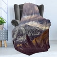 thumbnail image 4 of Landscape Soft Flannel Fleece Blanket, Snow-Capped Mountains in Colorado Autumn Season Before Rain Grey Clouds Outdoorsy, Cozy Plush for Indoor and Outdoor Use, 50" x 70", Multicolor, by Ambesonne, 4 of 5