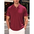 thumbnail image 4 of Mens Casual Shirt Summer Short Sleeve Vacation Button Beach Knit Stretchy Golf Shirts Wine Red XXL, 4 of 7