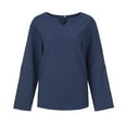 thumbnail image 5 of Babysbule Womens Long Sleeve Tops Women Fashion Loose Long Sleeve V-Neck Casual T-Shirt Blouse Tops, 5 of 9