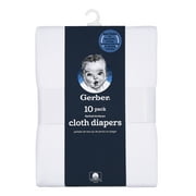 Gerber Baby Neutral White Cotton Flatfold Birdseye Diaper, 10-Pack, One Size