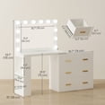 thumbnail image 2 of White Vanity Desk with LED Mirror & Storage - Makeup Table for Bedroom & Dressing Room - 46.5” Wide, 6 Drawers, 3 Color Modes, 2 of 7