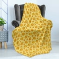 thumbnail image 4 of Easter Soft Flannel Fleece Throw Blanket, Cheerful Holiday Season Theme Orange with Cartoon Daisies and Circles, Cozy Plush for Indoor and Outdoor Use, 50" x 70", Yellow Orange Green, by Ambesonne, 4 of 5