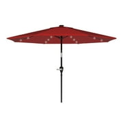Pure Garden 10 ft Patio Umbrella with LED Solar Lights and UV 30+, Red