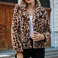 thumbnail image 2 of safuny Women's Winter Soft Fleece Hoodie Coat Faux Furry Jacket Open Front Holiday Leopard Trendy Outwear Fall Vintage Casual Elegant Warm Long Sleeve Brown L, 2 of 9