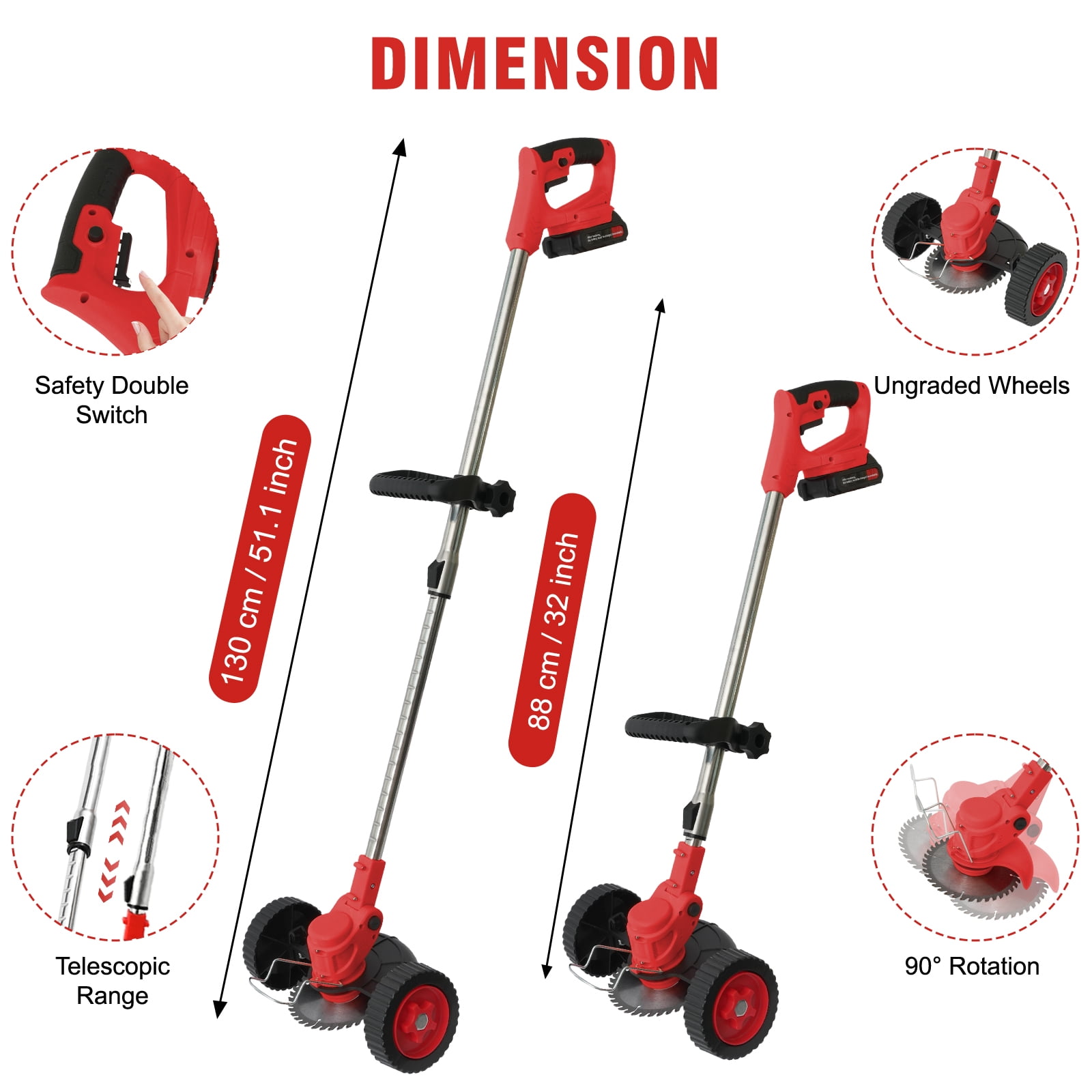 Cordless Weed Eater with Auto Line Feed, 2×2000mAh Batteries, Electric String Trimmer Perfect for Edging & Patio Care