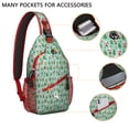 thumbnail image 2 of Sling Backpack,Light Blue Christmas Santa and Tree Pattern Sling Bag with Water Bottle Holder,Waterproof Sling Bag for Men/Women with Headphone Jack for Hiking,Travel, 2 of 6