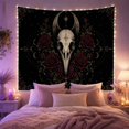 thumbnail image 2 of Skull and Moon With Crimson Roses Mysterious Gothic for Gothic Decor Fans Dark Art Lovers Mystical Wall Art Halloween Gift Tapestry Wall Hanging for Bedroom, Living Room and Dorm, 2 of 7