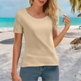 thumbnail image 2 of Duoif Workout Womens Tops Ladies' Summer Ice Round Neck Short Sleeved T Shirt for Sports and Fitness High Elasticity Slim Fit Quick Drying Shirts for Women Khaki XL, 2 of 7