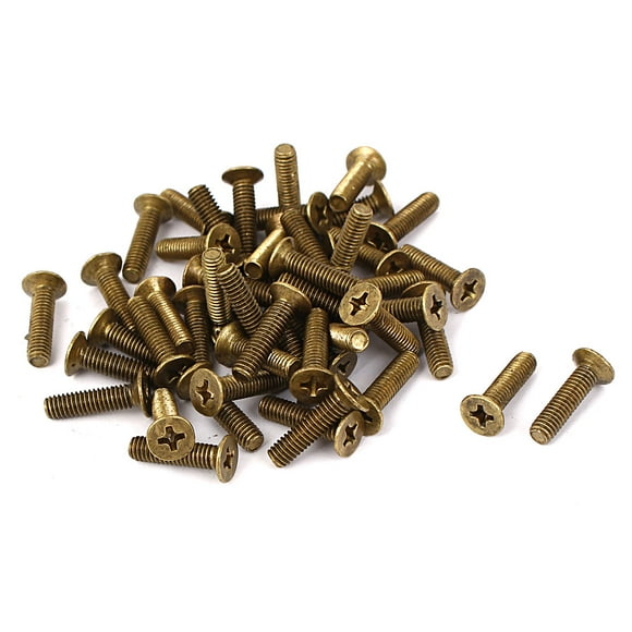Unique Bargains M4 x 16mm Brass Metric Phillips Drive Machine Countersunk Screws 50 Pcs