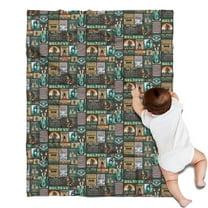 Multicolor Bigfoot and Text Pattern Blanket,Comfortable Soft Flannel Throw Blanket,All Season,Warm Lightweight Blankets for Sofa Bed Couch Living Room Chair,30"x40"