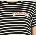 thumbnail image 2 of Carbon Copy Womens Striped Patch Embellished T-Shirt, Black, Large, 2 of 4