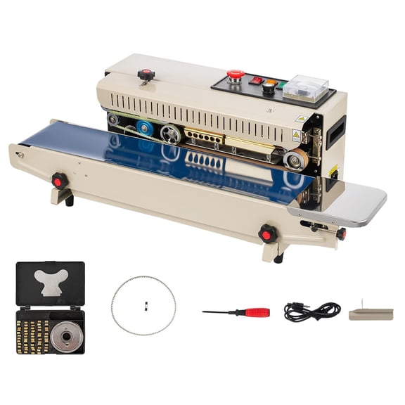 Yonopro Continuous Sealing Machine FR900, Auto Horizontal Continuous Band Bag Sealer Machine with Adjustable Speed and Temp, Printing Function Continuous Band Sealer for Plastic Bags