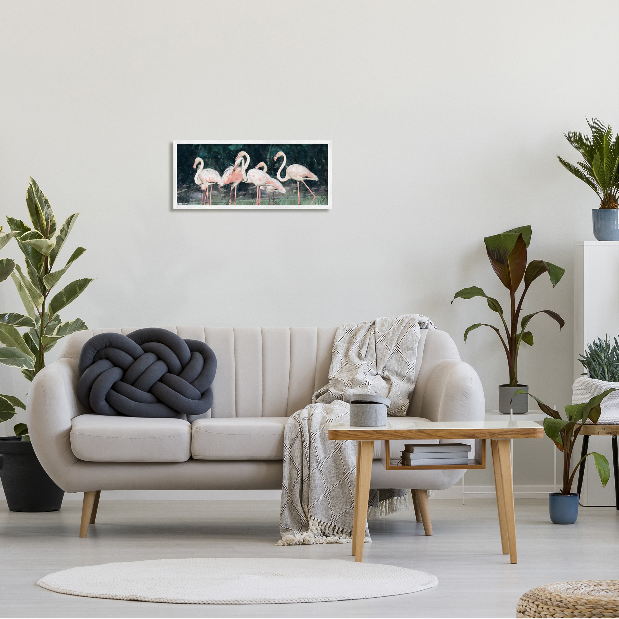 Stupell Industries Flamingos In Green Nature Swamp Animals & Insects Painting White Framed Art Print Wall Art